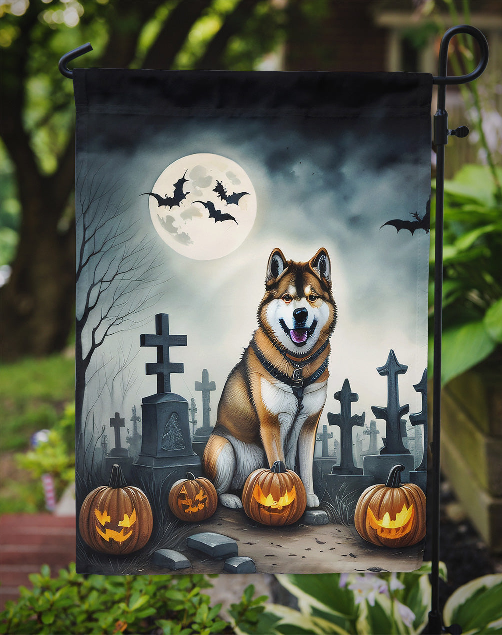 Akita Spooky Halloween Garden Flag  the-store.com.