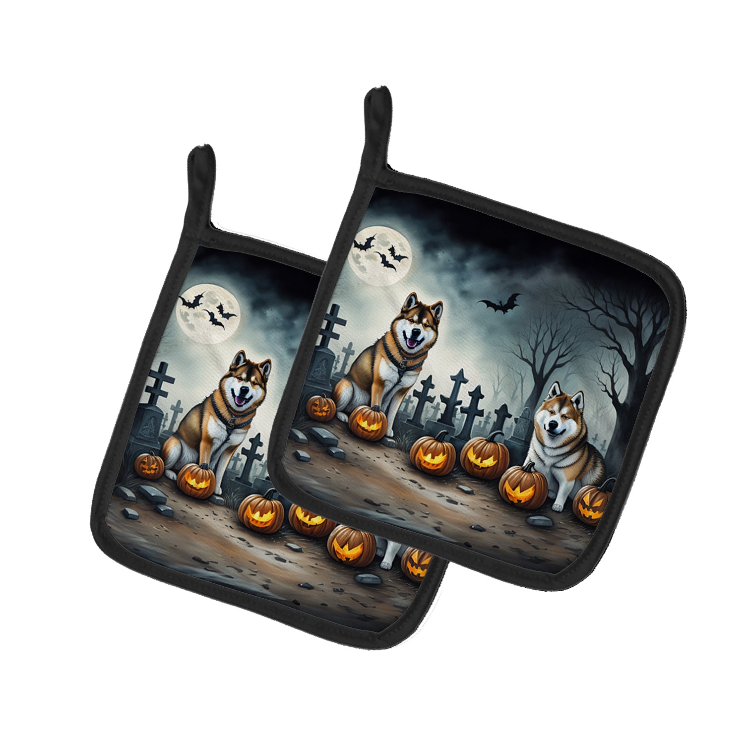 Buy this Akita Spooky Halloween Pair of Pot Holders