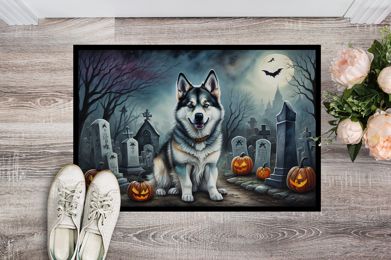 Alaskan Malamute Spooky Halloween Indoor or Outdoor Mat 24x36