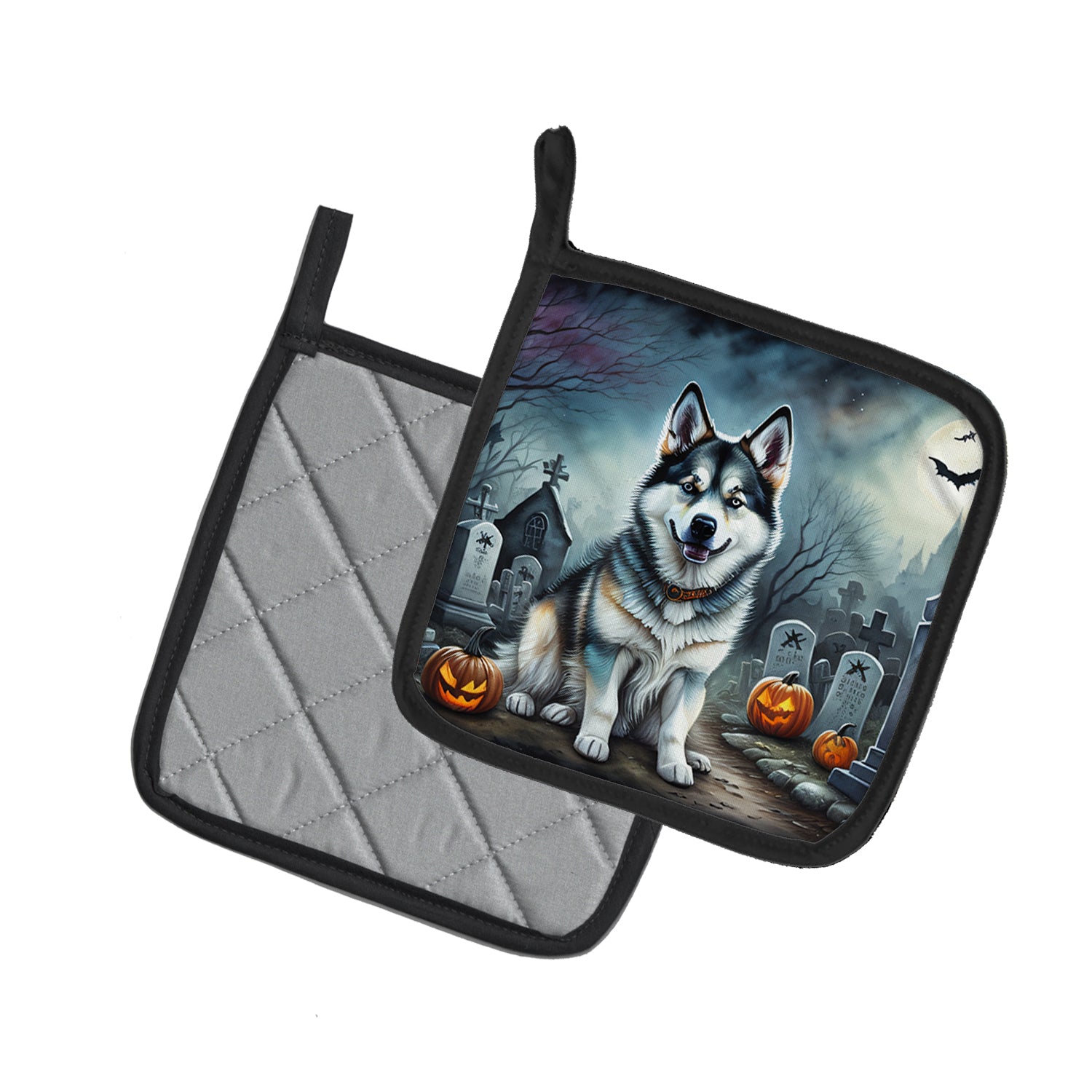 Alaskan Malamute Spooky Halloween Pair of Pot Holders  the-store.com.