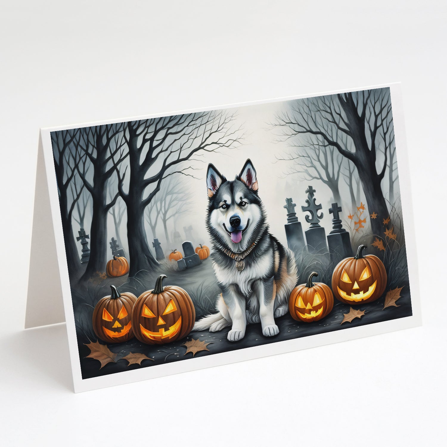 Buy this Alaskan Malamute Spooky Halloween Greeting Cards and Envelopes Pack of 8