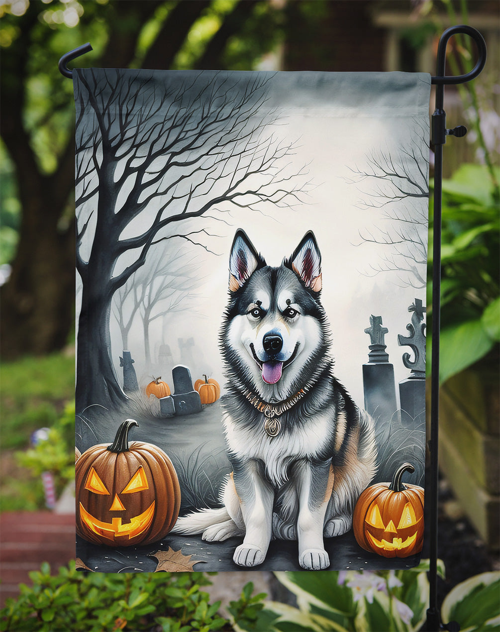 Alaskan Malamute Spooky Halloween Garden Flag  the-store.com.