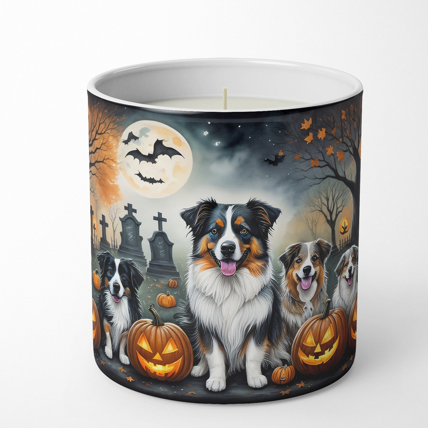 Australian Shepherd Spooky Halloween Decorative Soy Candle