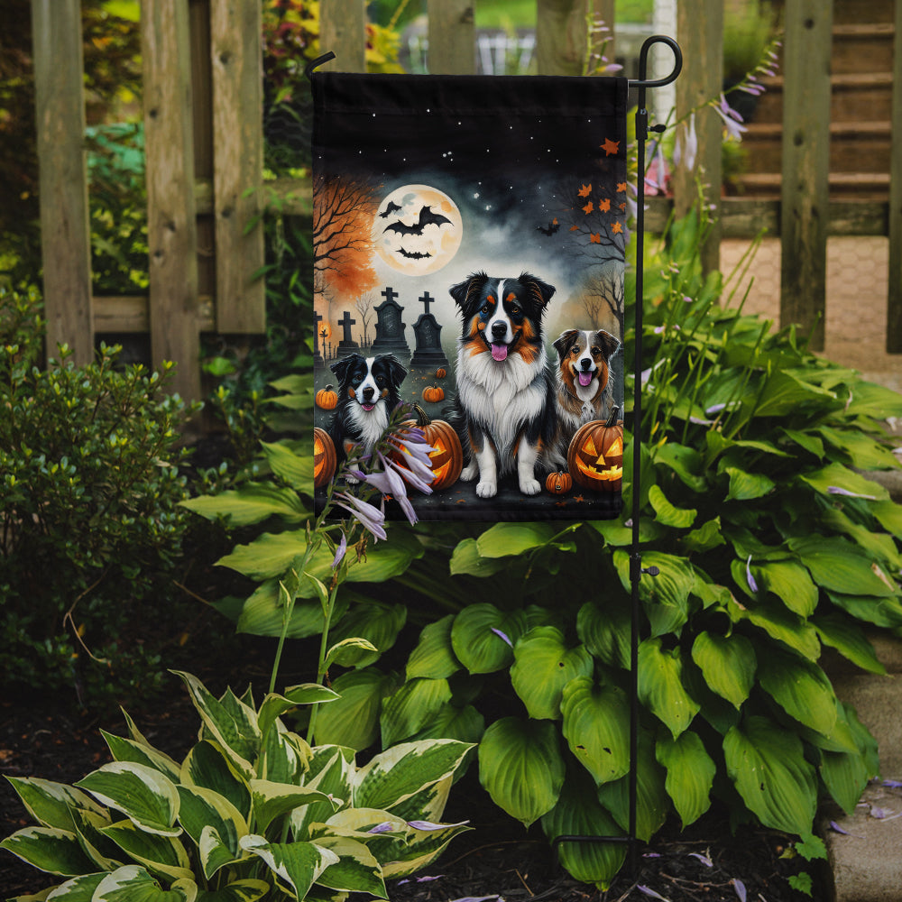 Australian Shepherd Spooky Halloween Garden Flag