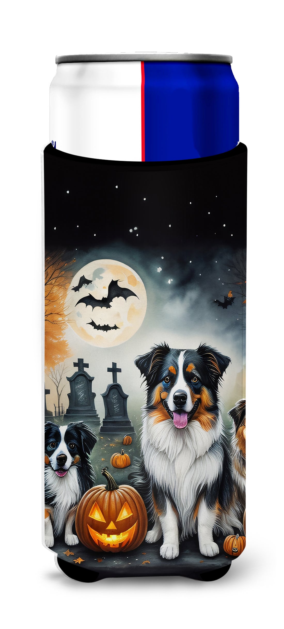 Buy this Australian Shepherd Spooky Halloween Hugger for Ultra Slim Cans