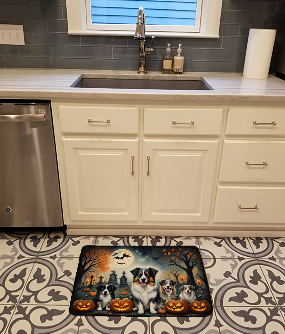 Buy this Australian Shepherd Spooky Halloween Memory Foam Kitchen Mat