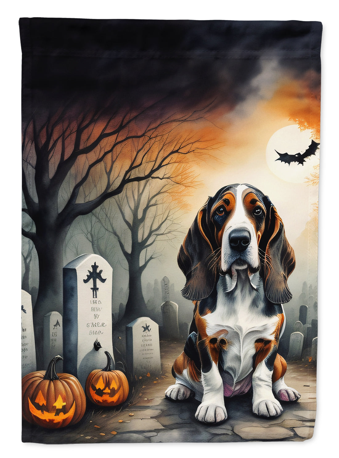 Buy this Basset Hound Spooky Halloween House Flag