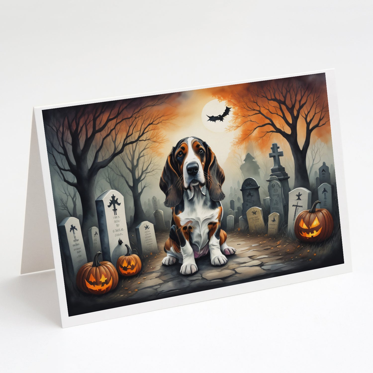 Buy this Basset Hound Spooky Halloween Greeting Cards and Envelopes Pack of 8