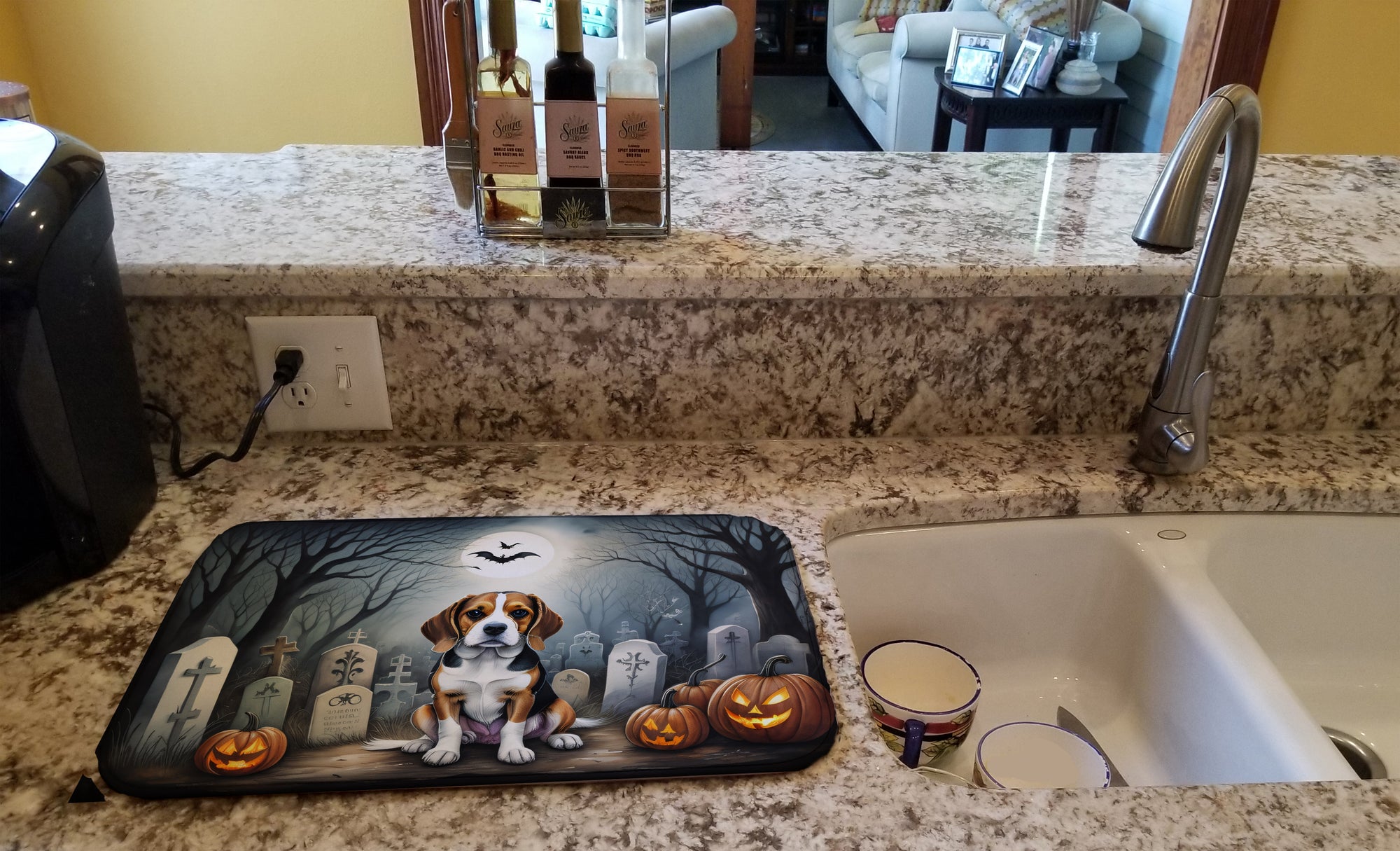 Beagle Spooky Halloween Dish Drying Mat  the-store.com.