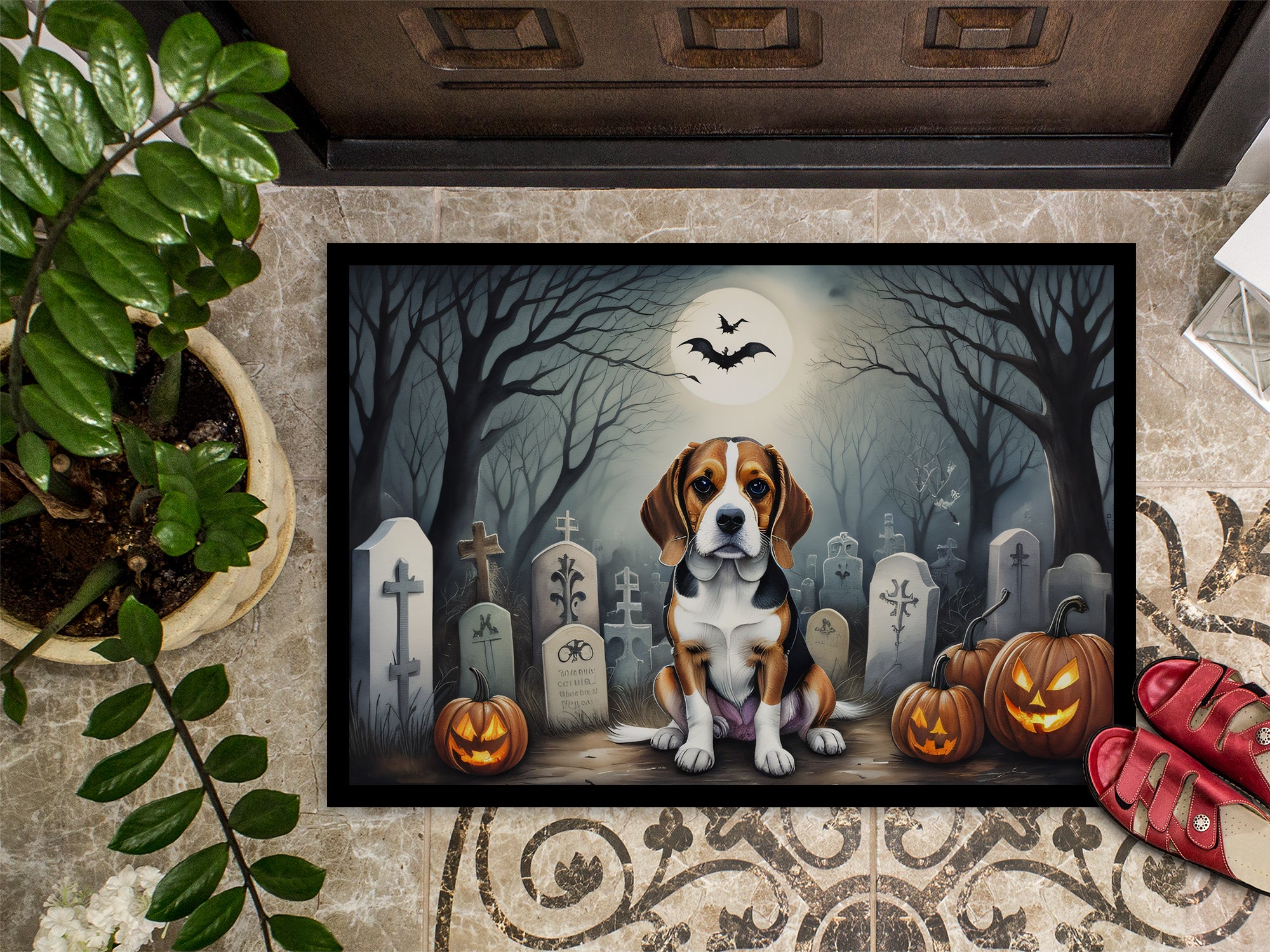 Beagle Spooky Halloween Indoor or Outdoor Mat 24x36