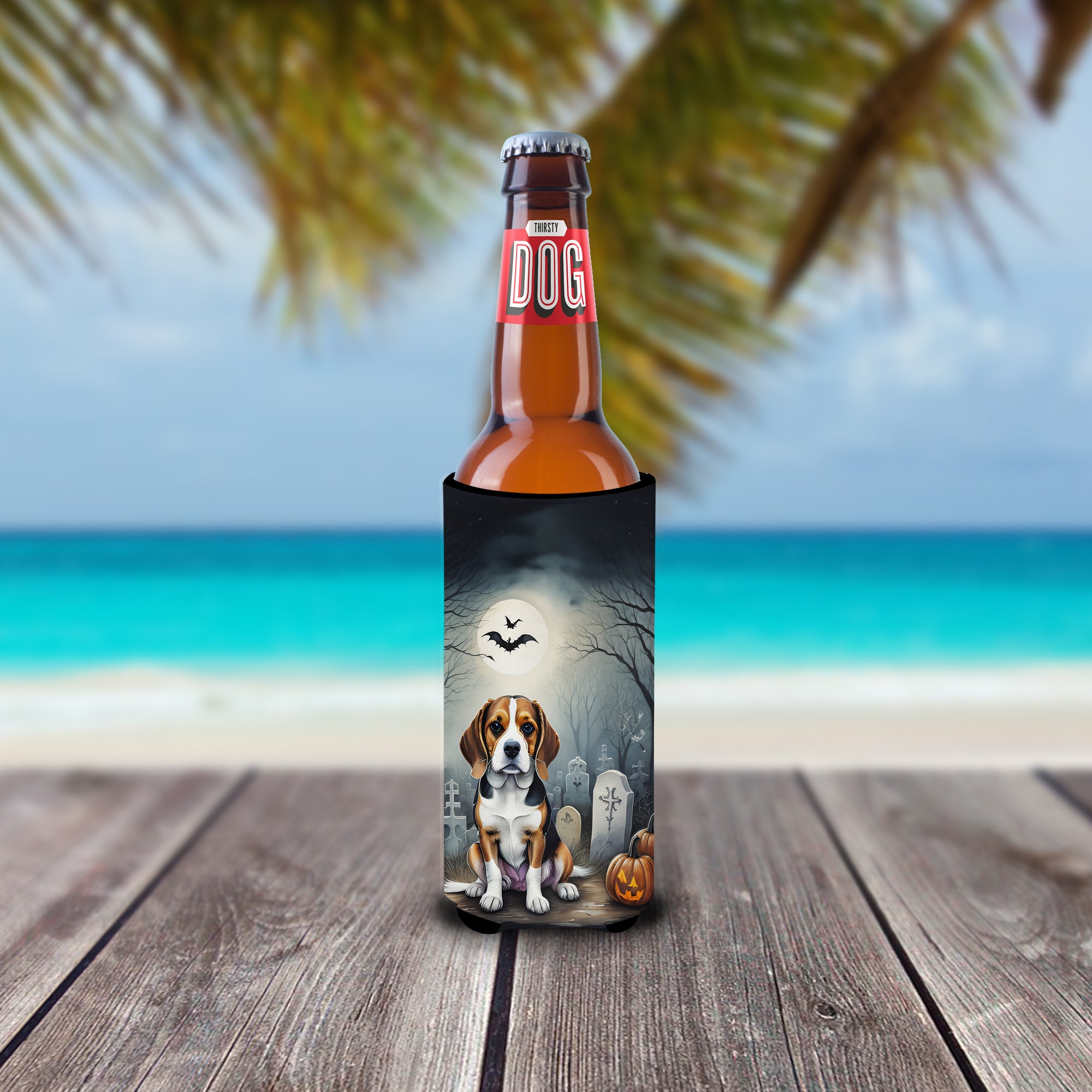 Beagle Spooky Halloween Hugger for Ultra Slim Cans