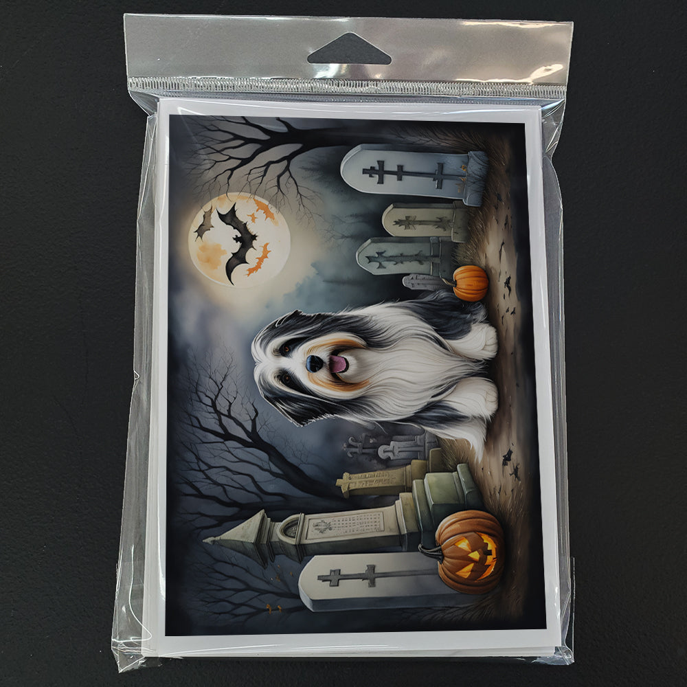 Bearded Collie Spooky Halloween Greeting Cards and Envelopes Pack of 8  the-store.com.