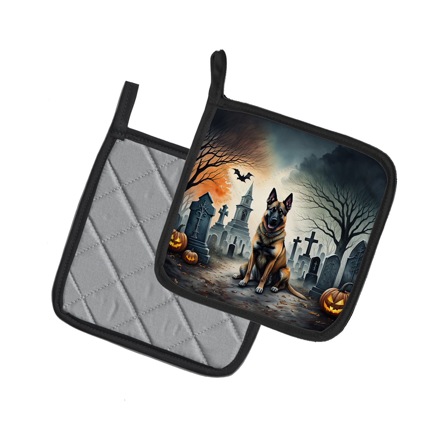 Belgian Malinois Spooky Halloween Pair of Pot Holders