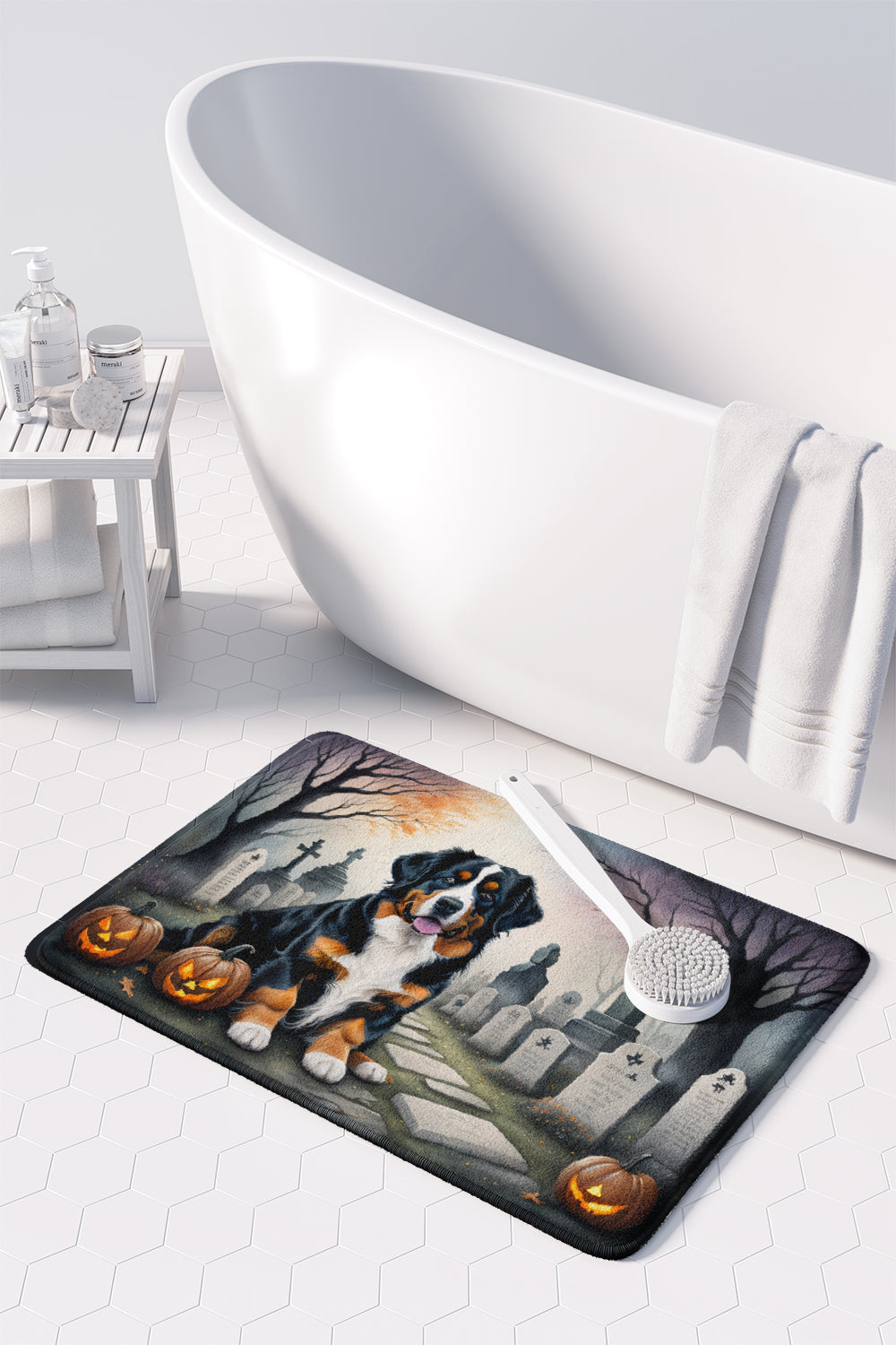 Bernese Mountain Dog Spooky Halloween Memory Foam Kitchen Mat  the-store.com.