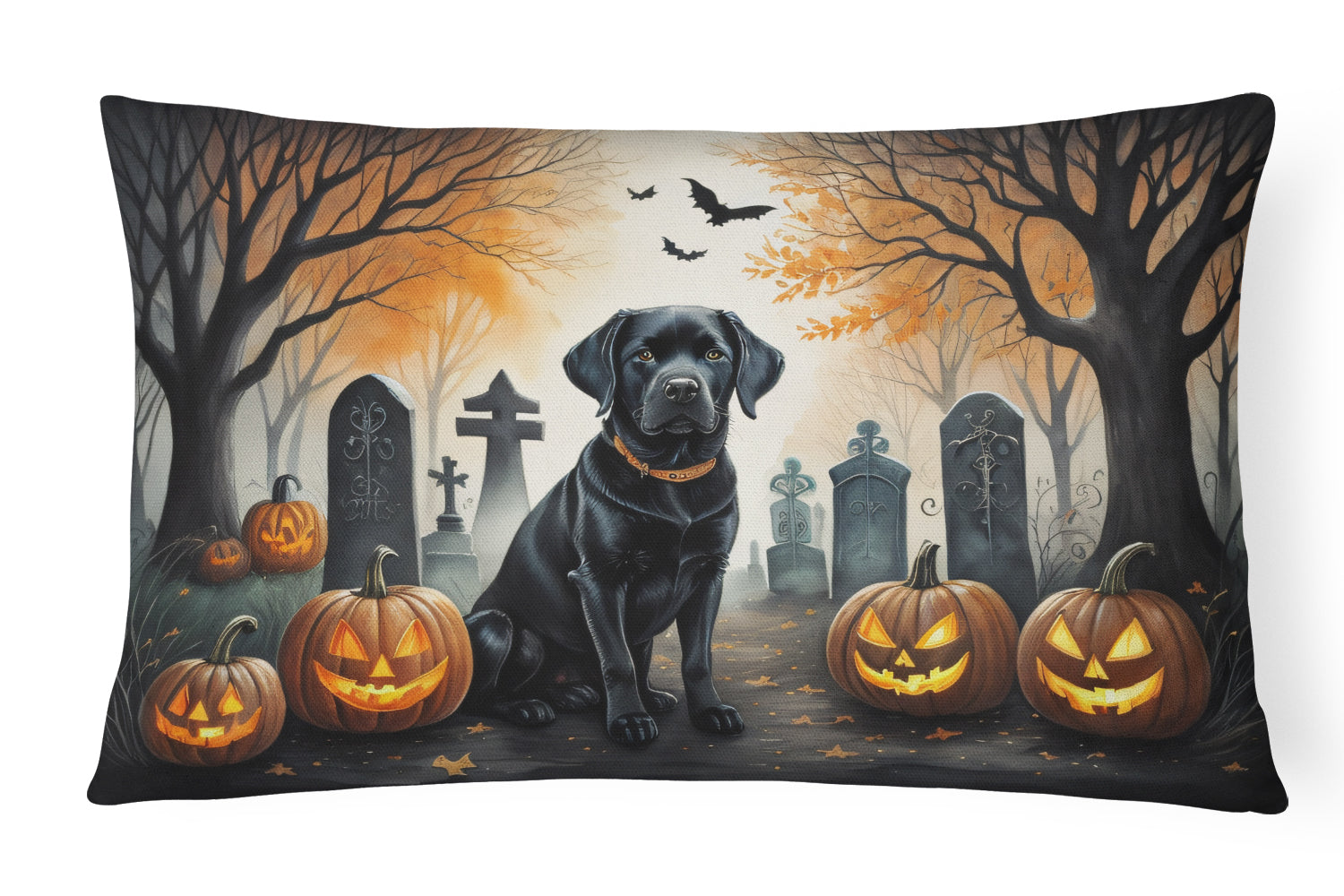 Buy this Black Labrador Retriever Spooky Halloween Fabric Decorative Pillow