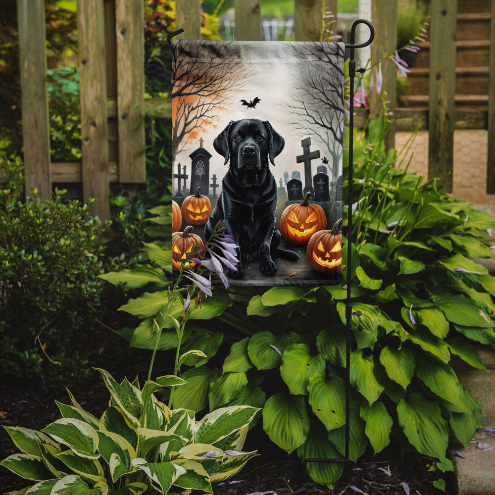 Black Labrador Retriever Spooky Halloween Garden Flag  the-store.com.