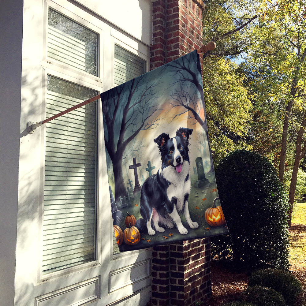 Border Collie Spooky Halloween House Flag  the-store.com.