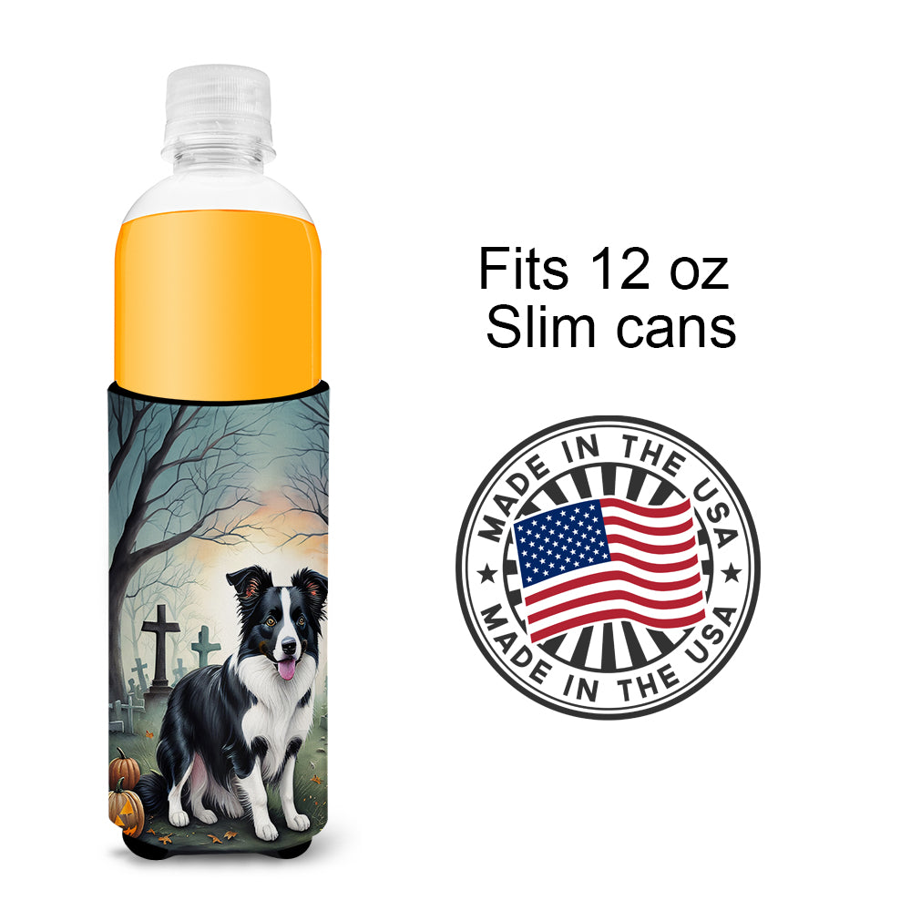 Border Collie Spooky Halloween Hugger for Ultra Slim Cans