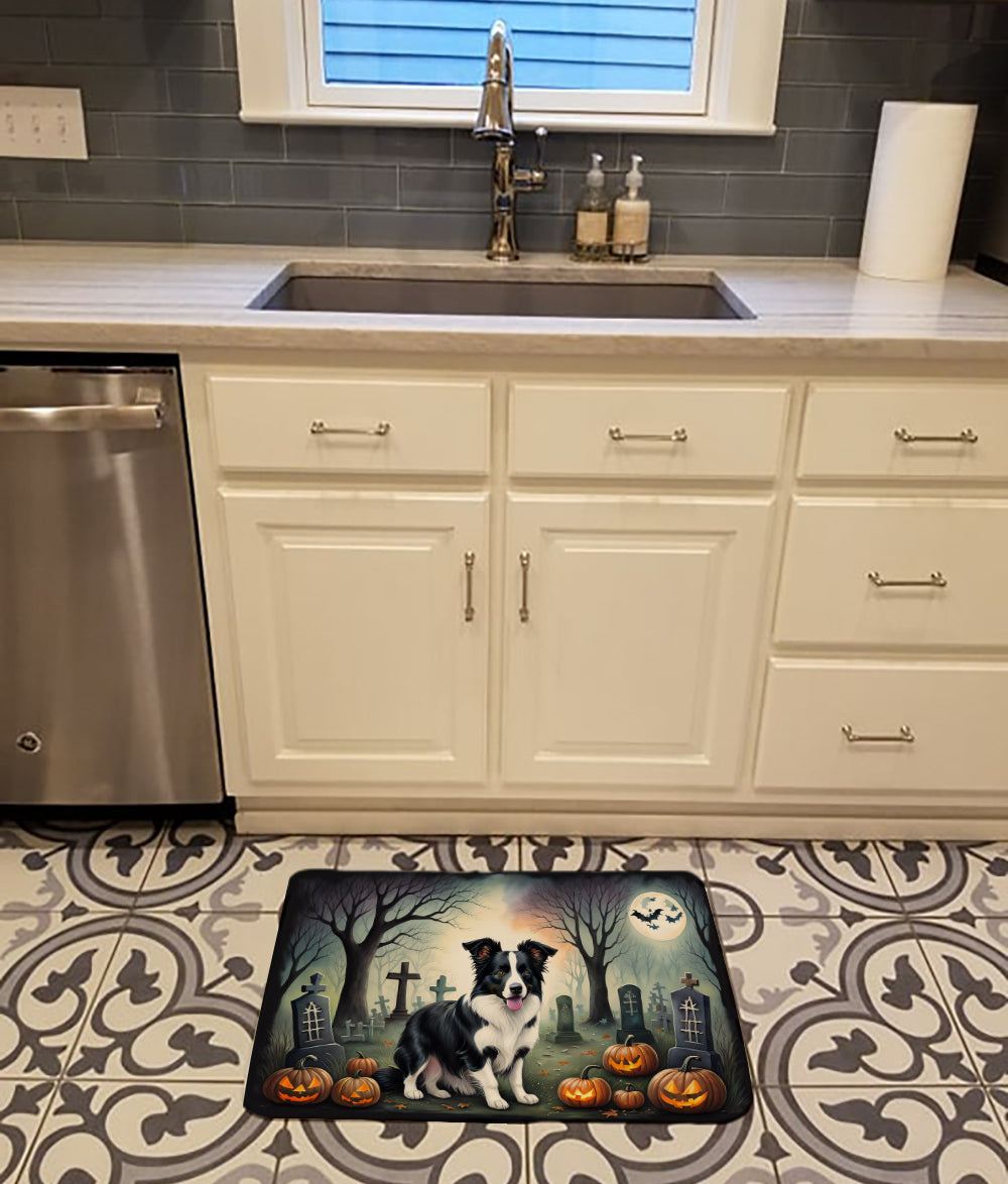 Border Collie Spooky Halloween Memory Foam Kitchen Mat  the-store.com.