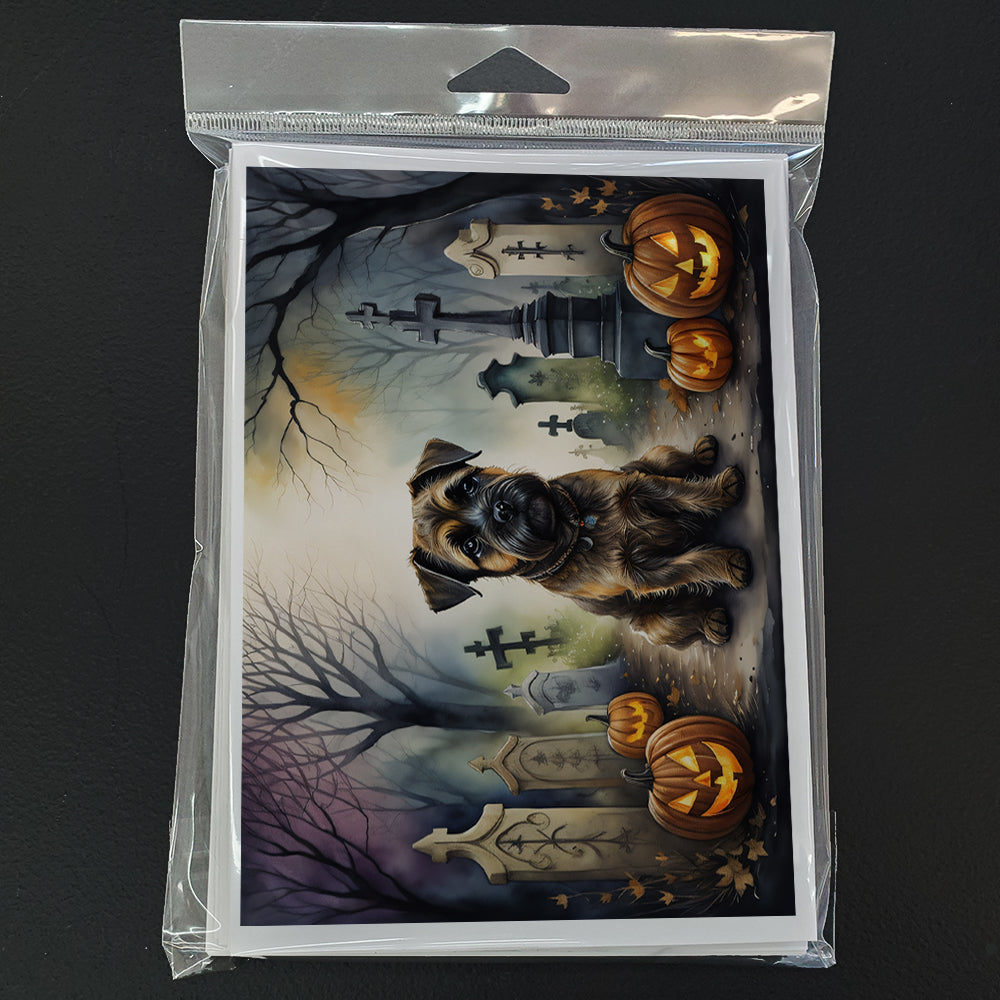 Border Terrier Spooky Halloween Greeting Cards and Envelopes Pack of 8  the-store.com.