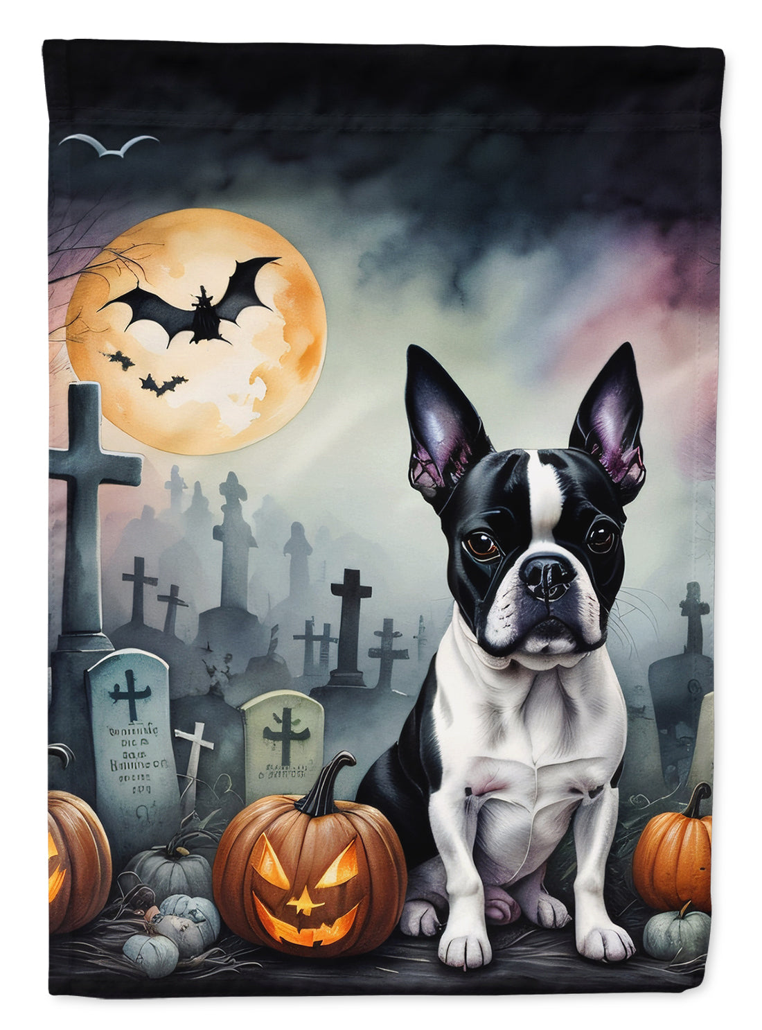 Buy this Boston Terrier Spooky Halloween House Flag