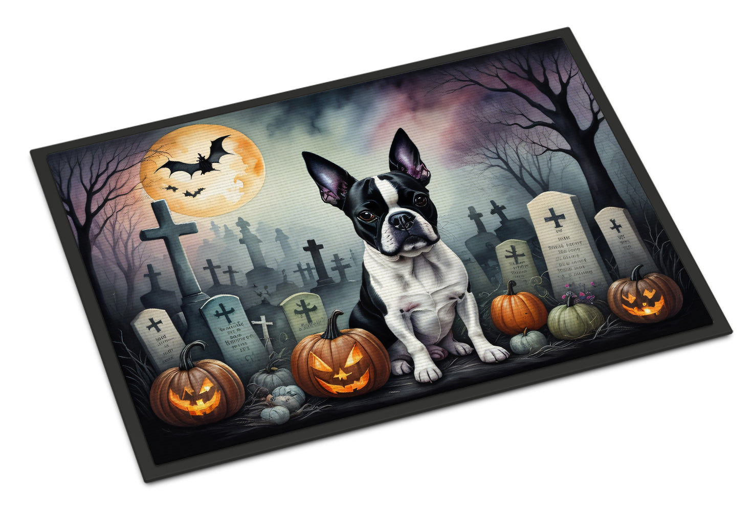 Buy this Boston Terrier Spooky Halloween Indoor or Outdoor Mat 24x36