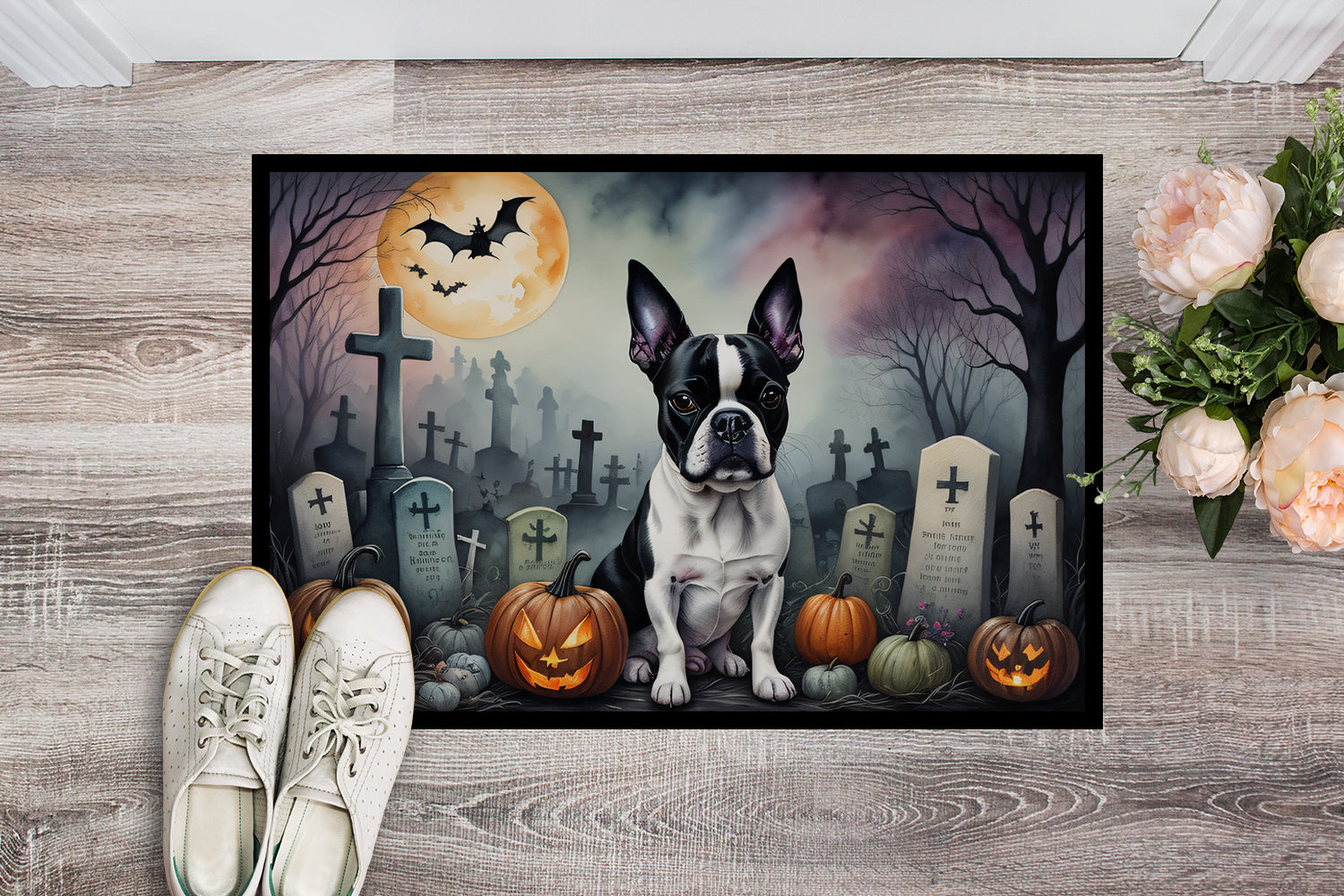 Boston Terrier Spooky Halloween Doormat 18x27  the-store.com.