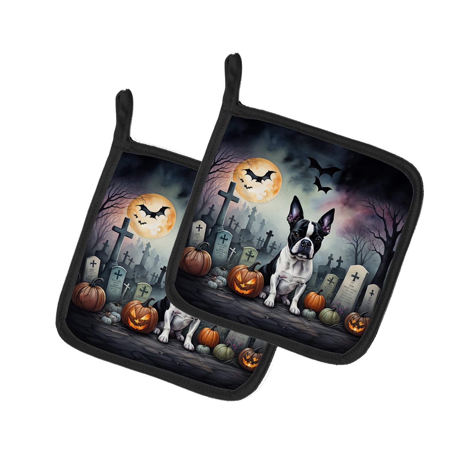 Buy this Boston Terrier Spooky Halloween Pair of Pot Holders