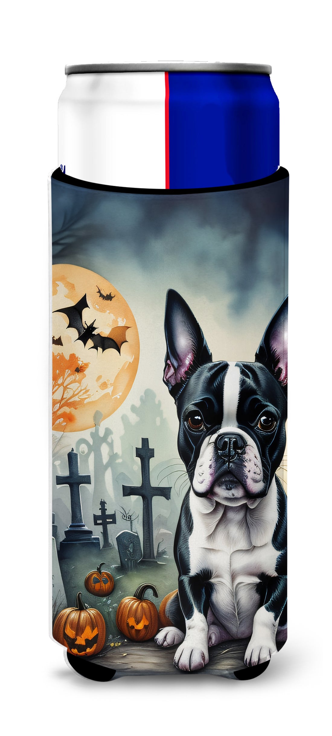 Buy this Boston Terrier Spooky Halloween Hugger for Ultra Slim Cans