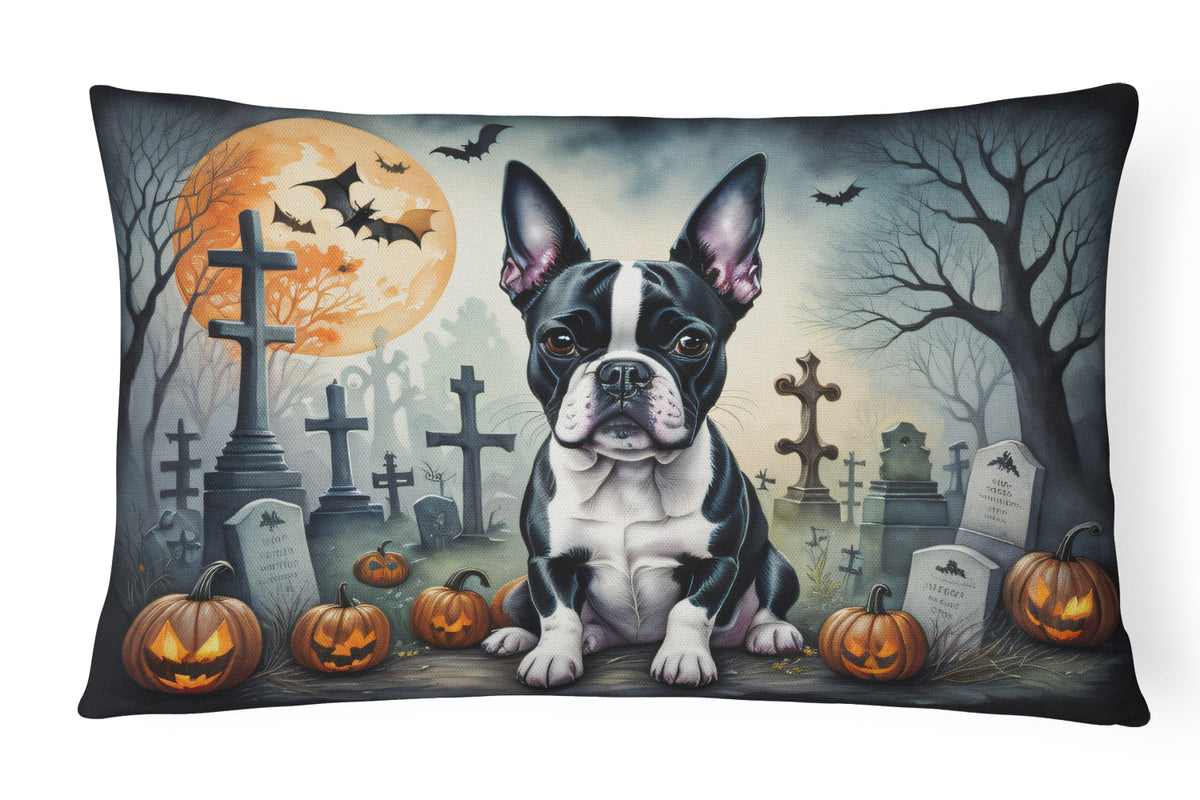 Buy this Boston Terrier Spooky Halloween Fabric Decorative Pillow