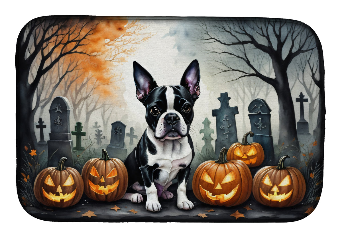 Buy this Boston Terrier Spooky Halloween Dish Drying Mat