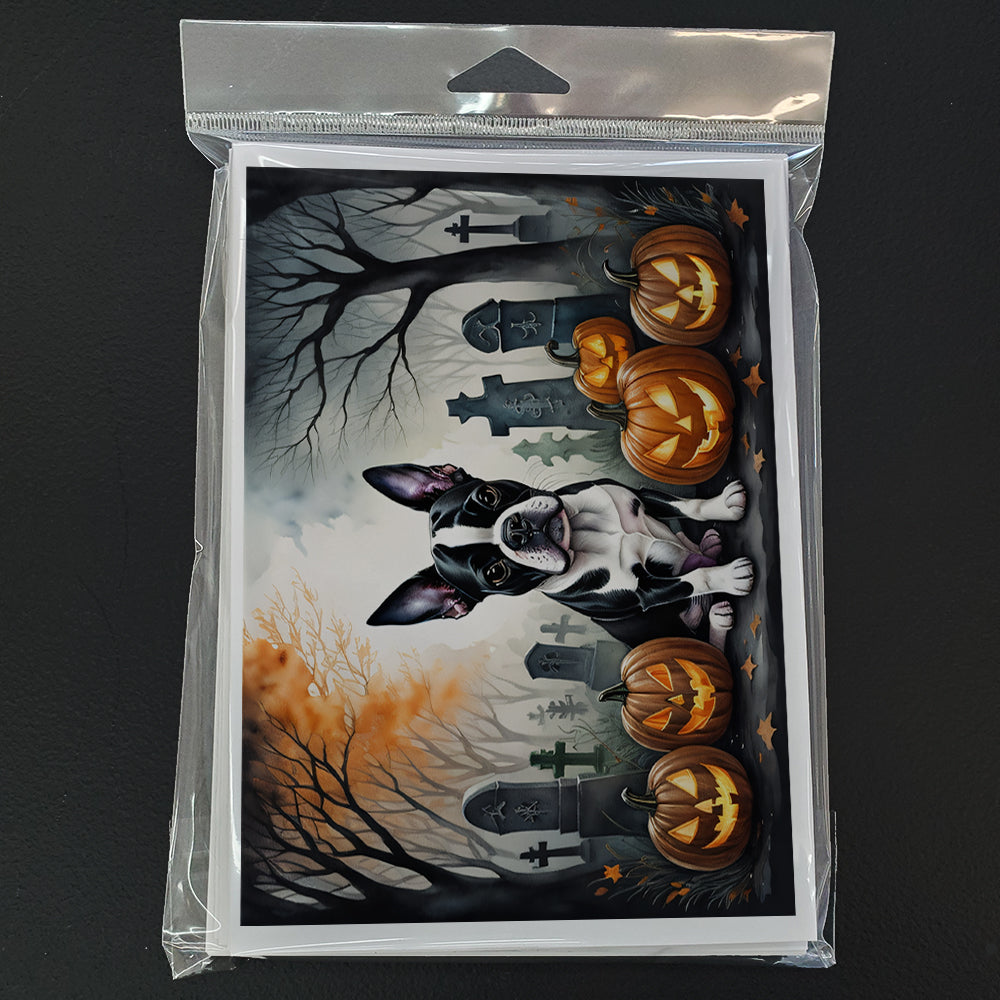 Boston Terrier Spooky Halloween Greeting Cards and Envelopes Pack of 8  the-store.com.