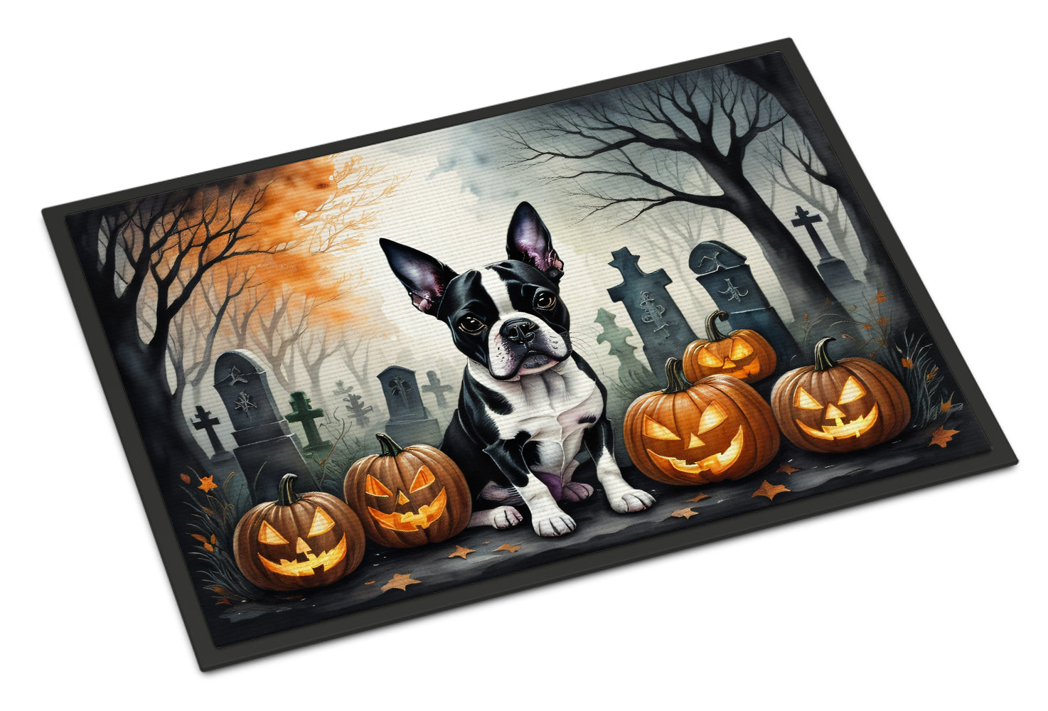 Buy this Boston Terrier Spooky Halloween Indoor or Outdoor Mat 24x36