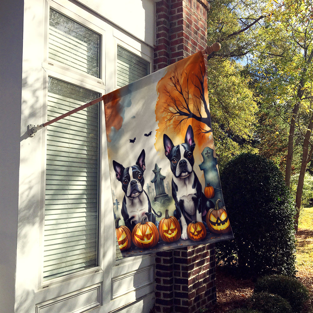 Boston Terrier Spooky Halloween House Flag  the-store.com.