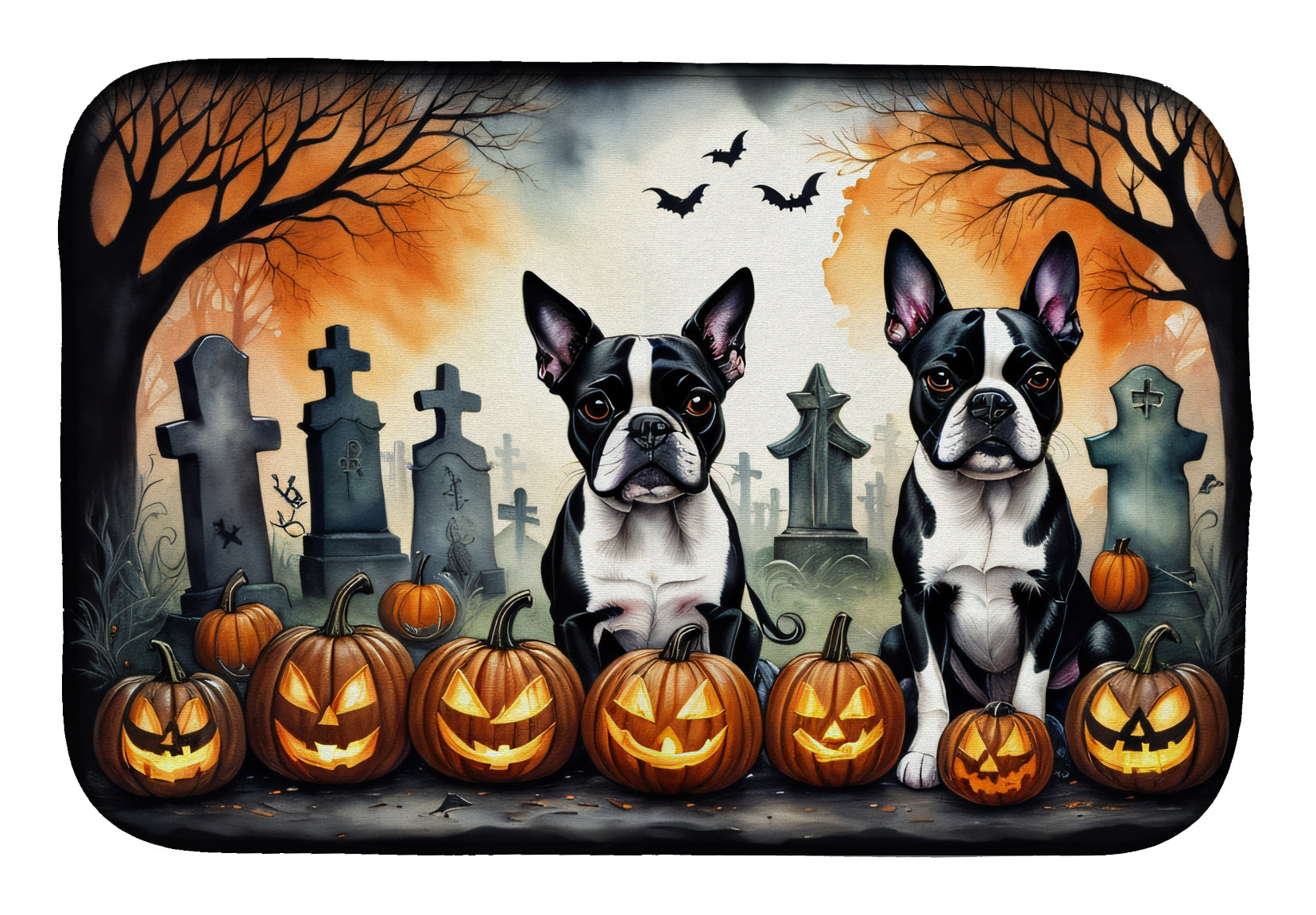 Buy this Boston Terrier Spooky Halloween Dish Drying Mat