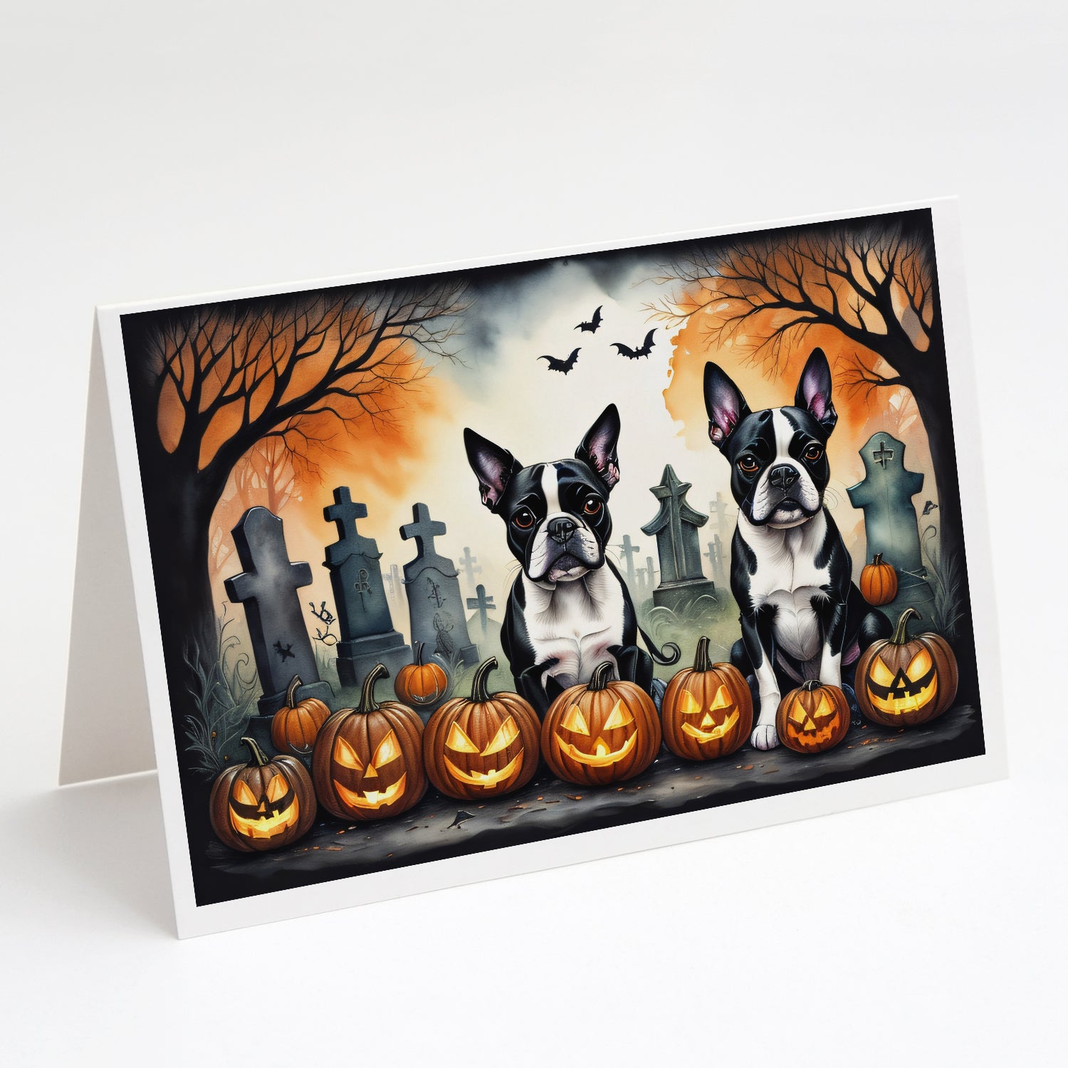 Buy this Boston Terrier Spooky Halloween Greeting Cards and Envelopes Pack of 8