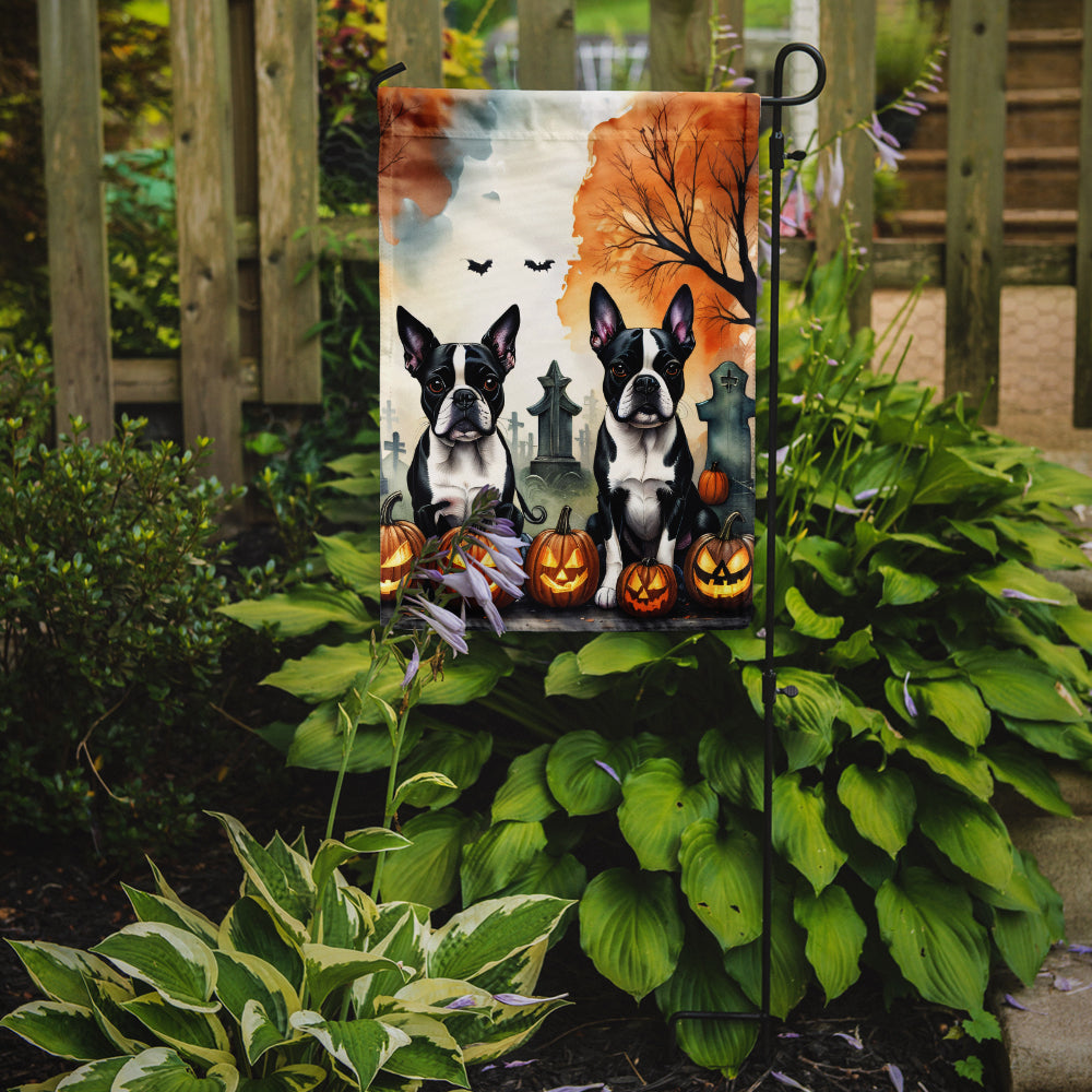 Boston Terrier Spooky Halloween Garden Flag