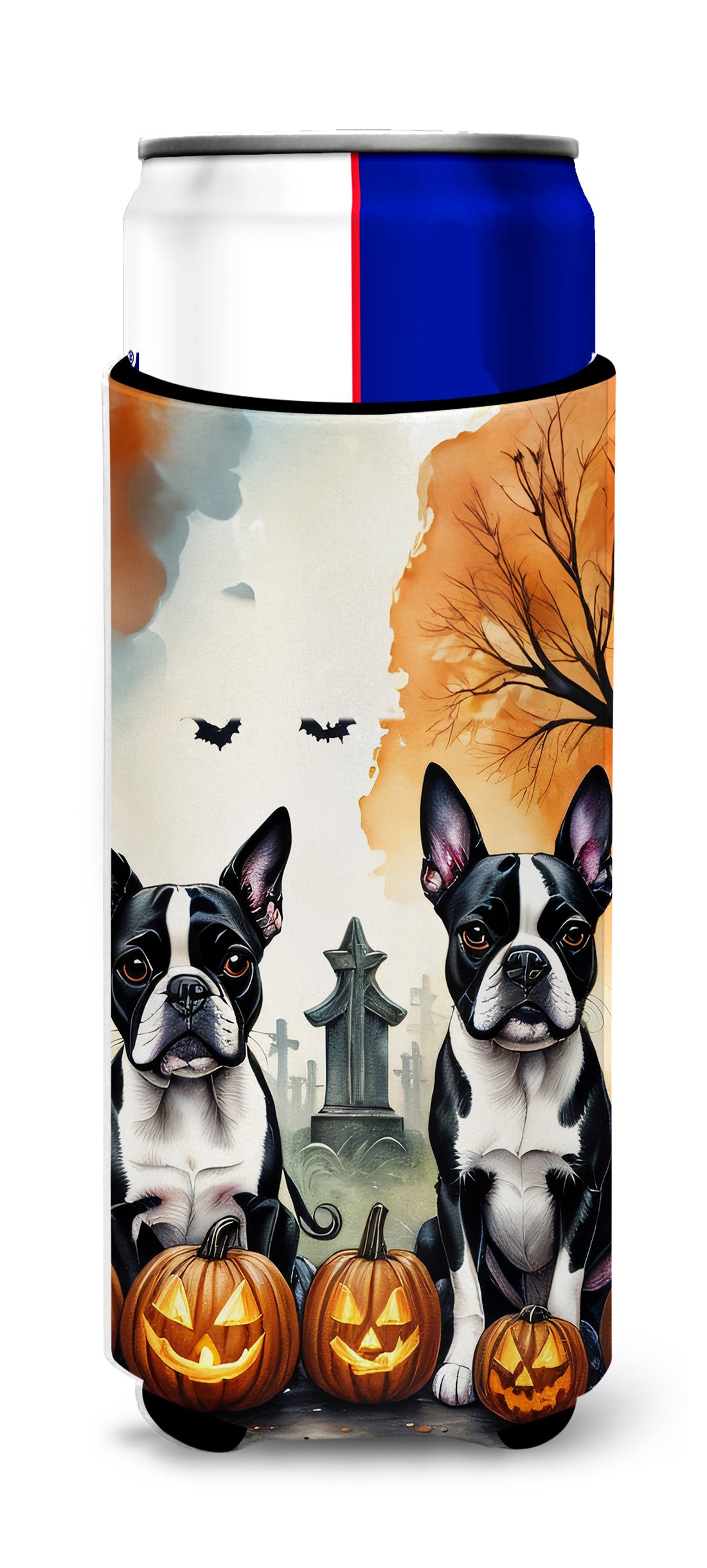 Buy this Boston Terrier Spooky Halloween Hugger for Ultra Slim Cans