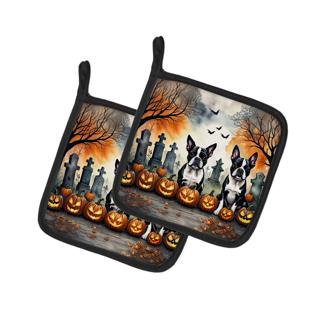 Buy this Boston Terrier Spooky Halloween Pair of Pot Holders