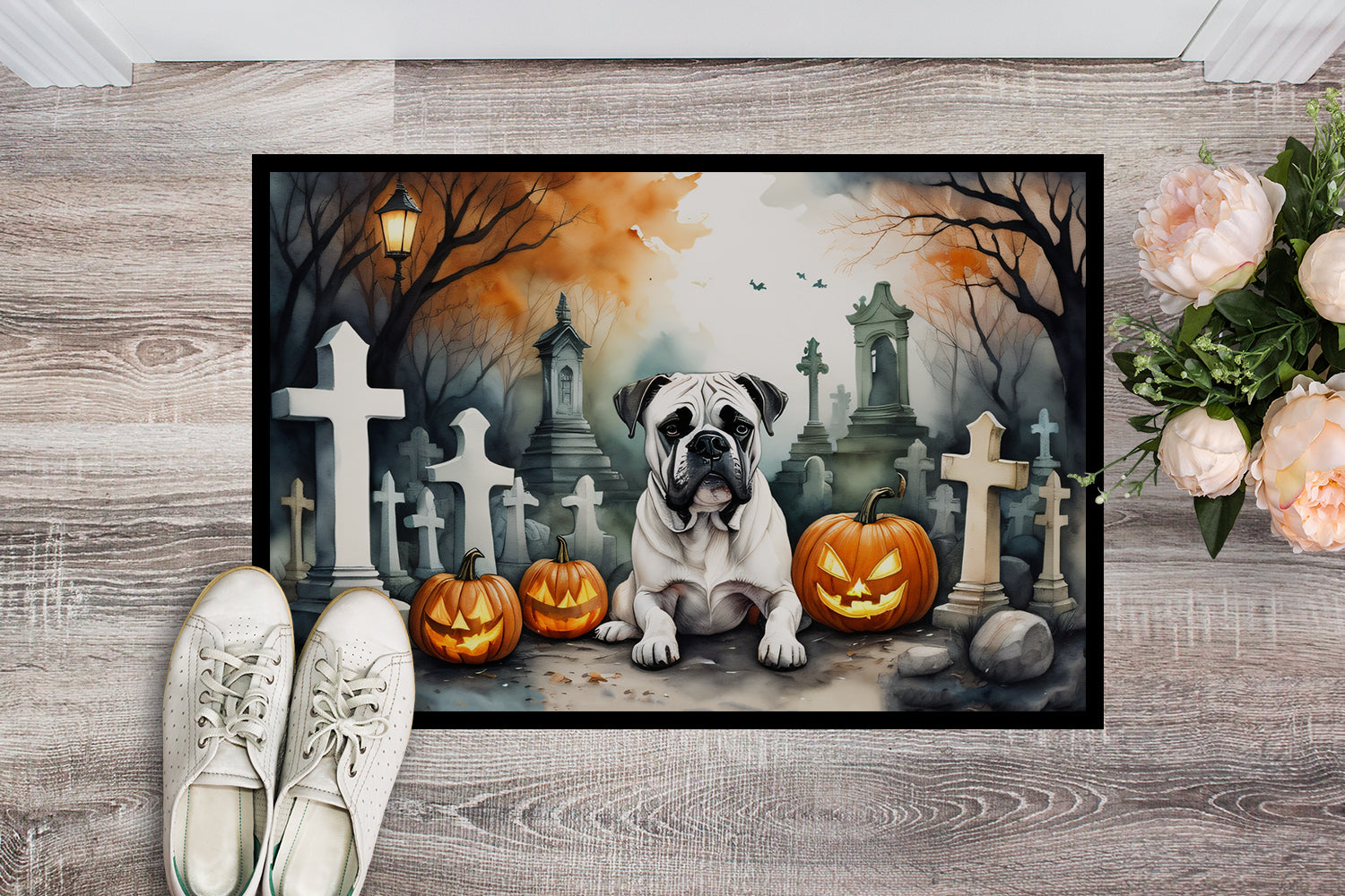 Buy this Boxer Spooky Halloween Indoor or Outdoor Mat 24x36