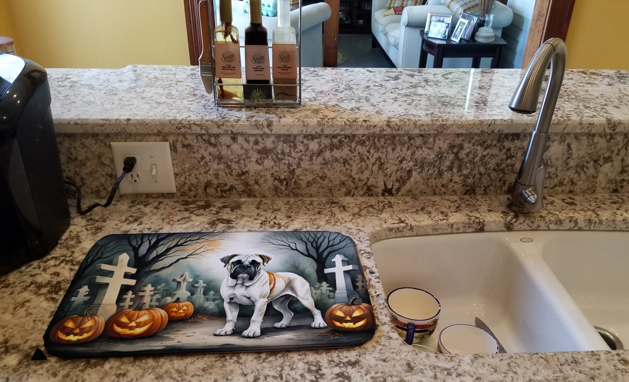 Boxer Spooky Halloween Dish Drying Mat