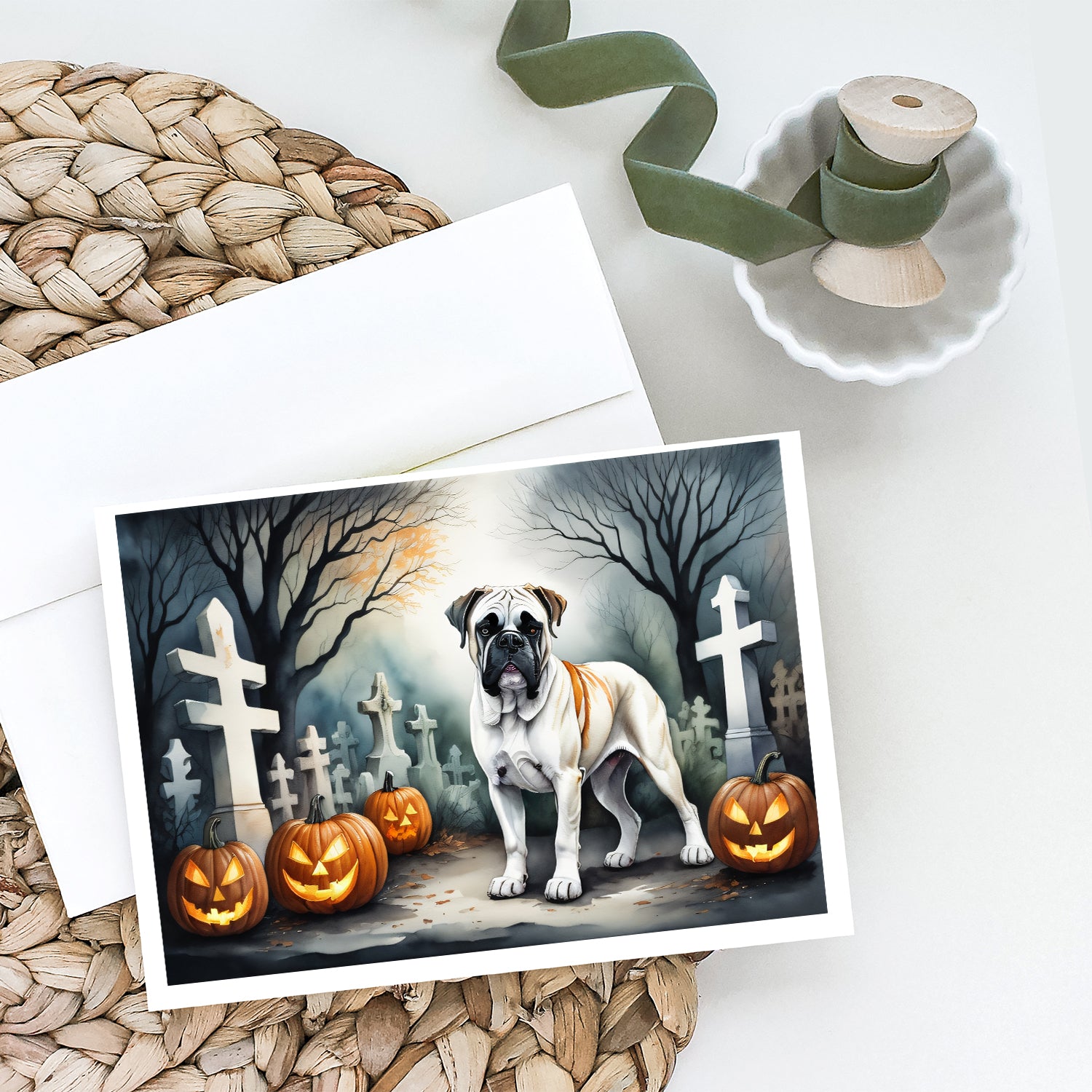 Boxer Spooky Halloween Greeting Cards and Envelopes Pack of 8  the-store.com.