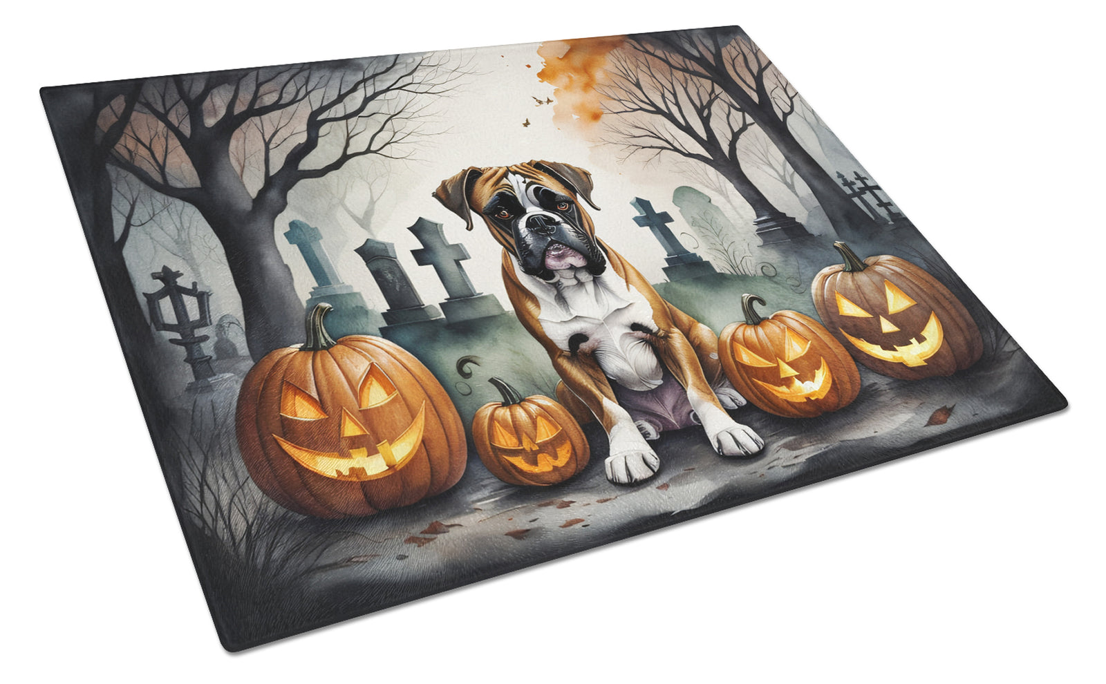 Buy this Boxer Spooky Halloween Glass Cutting Board Large