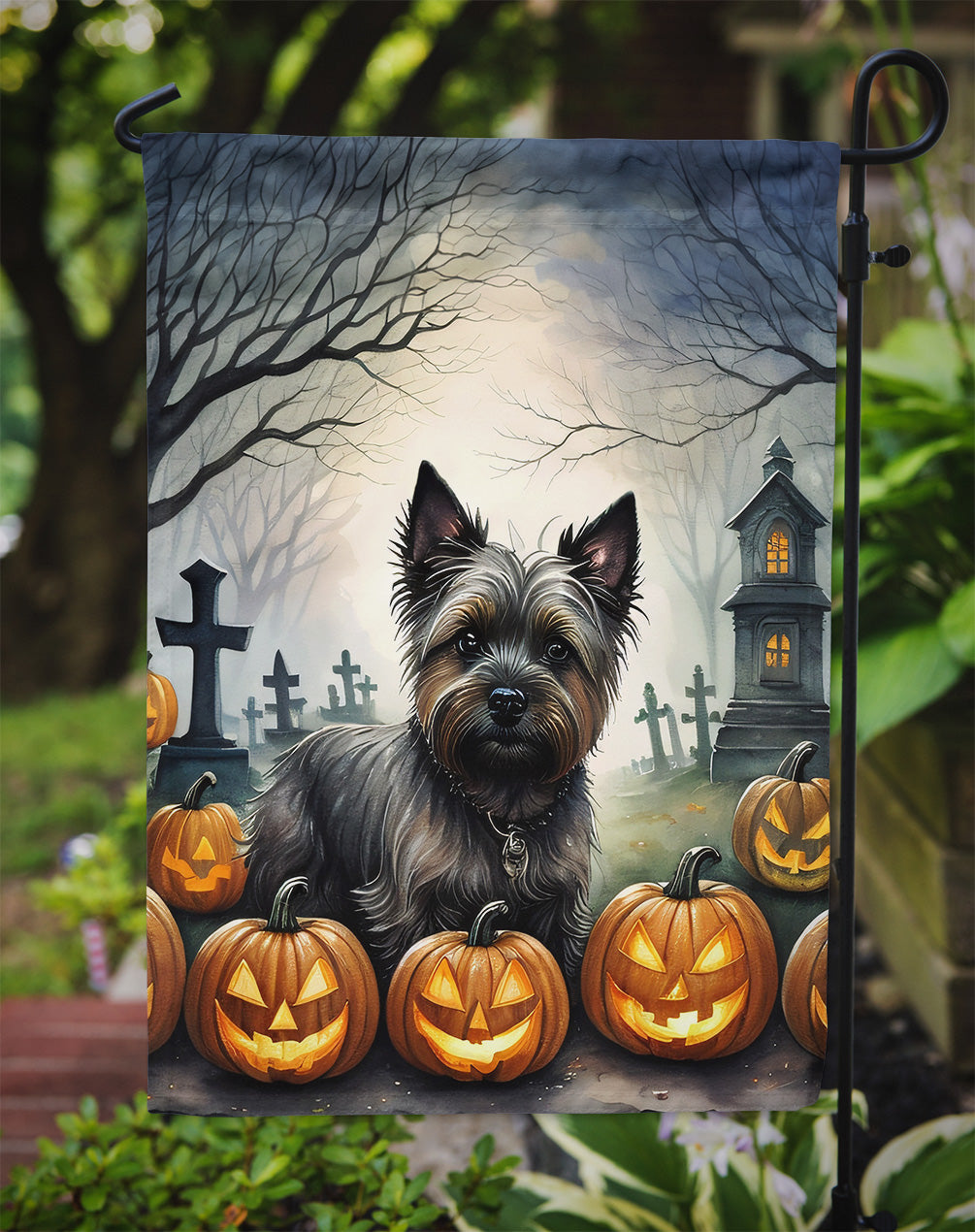 Cairn Terrier Spooky Halloween Garden Flag  the-store.com.