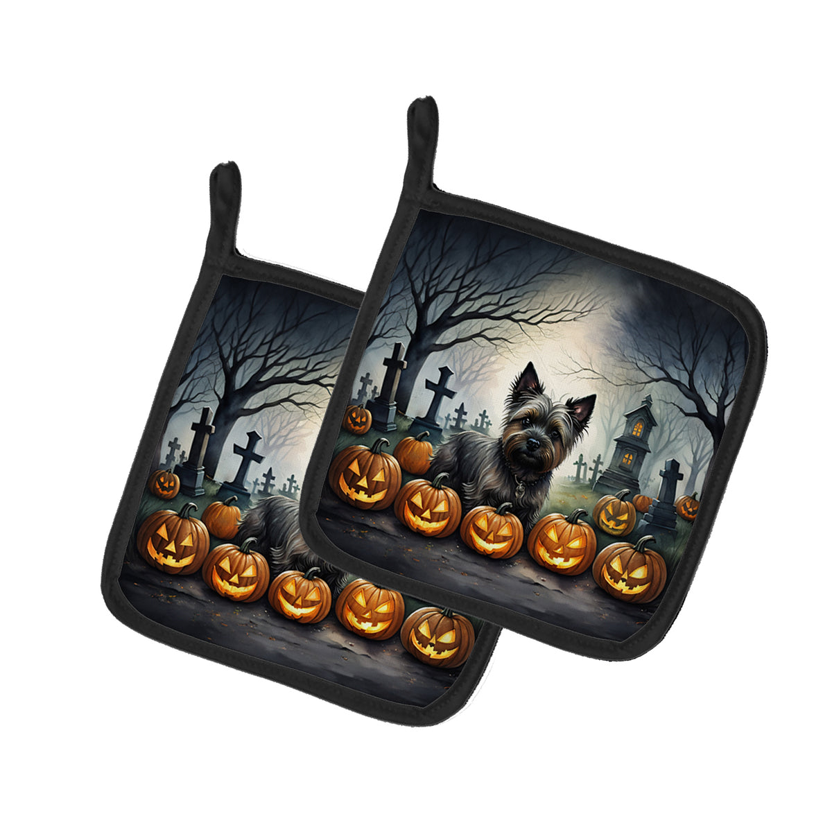 Buy this Cairn Terrier Spooky Halloween Pair of Pot Holders