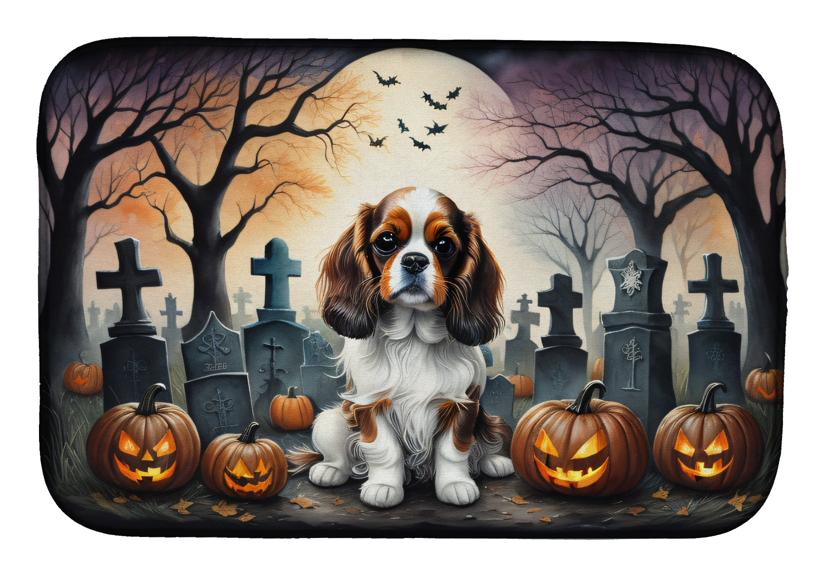 Buy this Cavalier Spaniel Spooky Halloween Dish Drying Mat