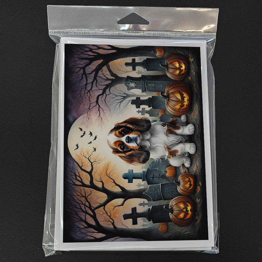 Cavalier Spaniel Spooky Halloween Greeting Cards and Envelopes Pack of 8