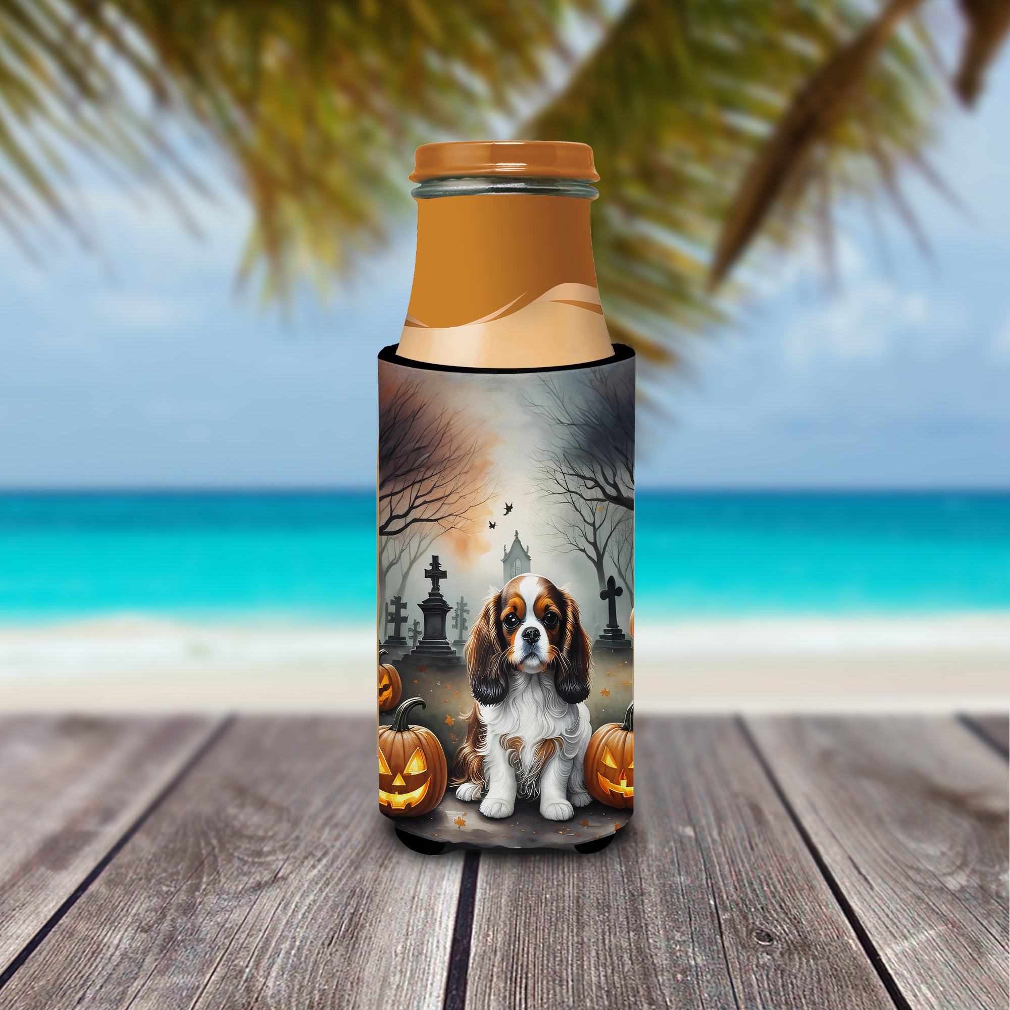 Cavalier Spaniel Spooky Halloween Hugger for Ultra Slim Cans