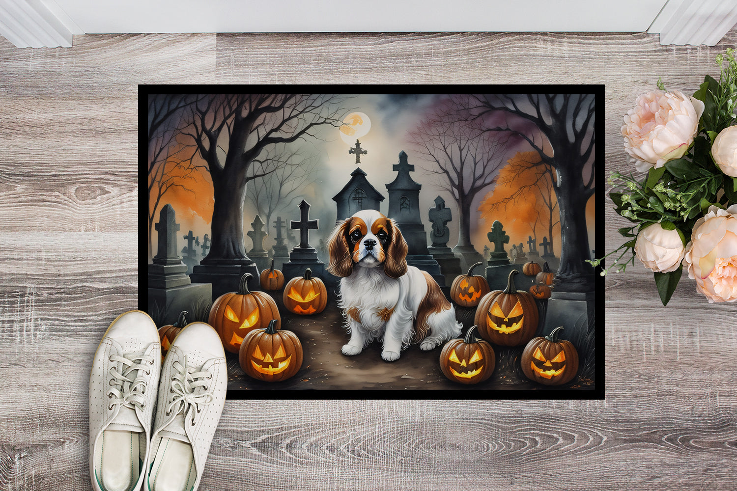 Cavalier Spaniel Spooky Halloween Doormat 18x27  the-store.com.