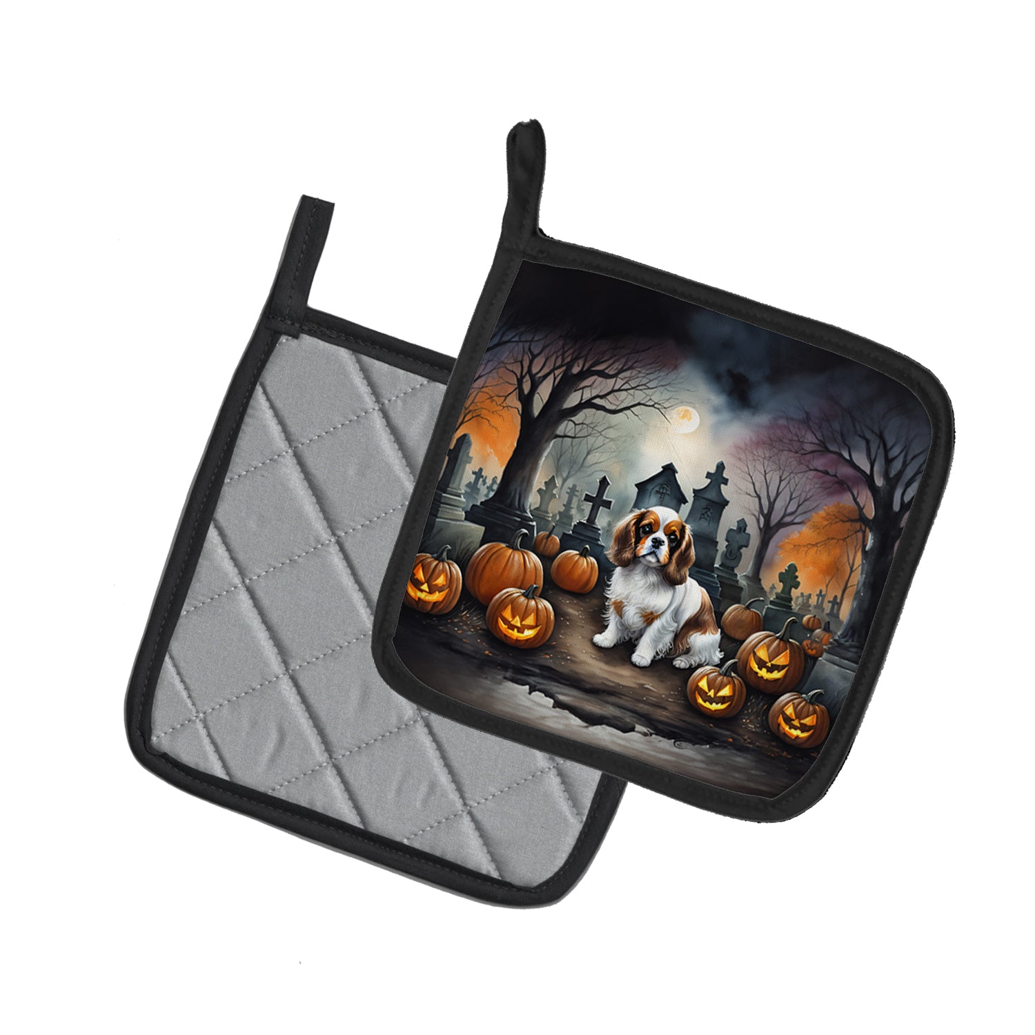 Cavalier Spaniel Spooky Halloween Pair of Pot Holders  the-store.com.